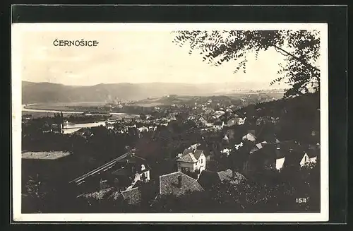 AK Cernosice, Blick über die gesamte Stadt zum Fluss