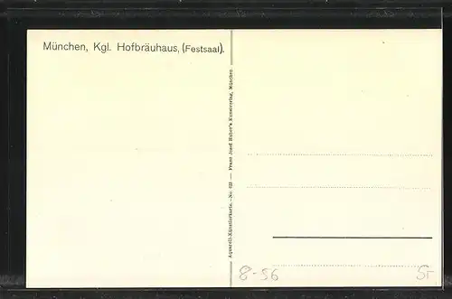 Künstler-AK Münchner Hofbräuhaus, Szene im Festsaal mit vielen Gästen