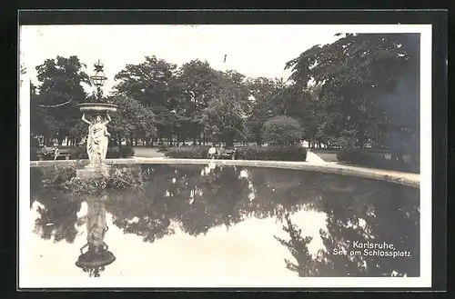 AK Karlsruhe, See am Schlossplatz