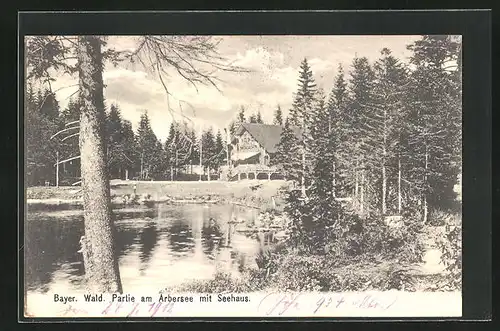 AK Eisenstein, Partie am Arbersee mit Seehaus