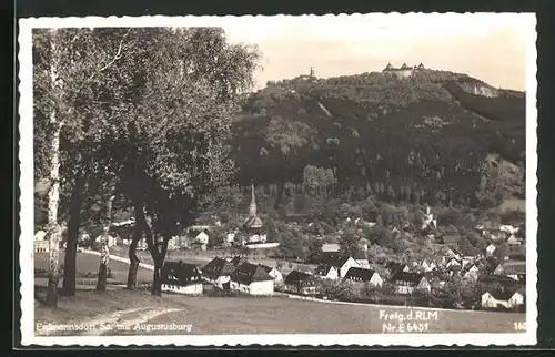 AK Erdmannsdorf i. Sa., Gesamtansicht mit Augustusburg