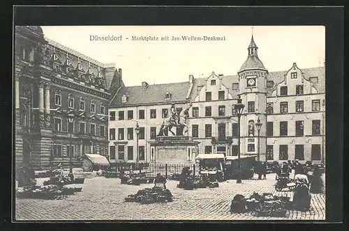 AK Düsseldorf, Marktplatz mit Jan-Wellem-Denkmal