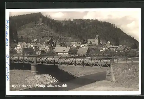AK Bad Liebenzell / Schwarzwald, Teilansicht mit Brücke