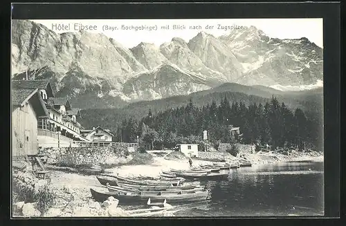 AK Eibsee, Hotel Eibsee mit Blick nach der Zugspitze