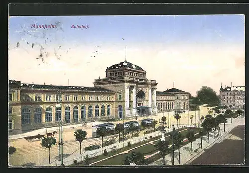 AK Mannheim, Blick zum Bahnhof