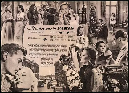 Filmprogramm IFB Nr. 1040, Rendezvous in Paris, Michèle Morgan, Jean Marais, Regie: Rene Clement