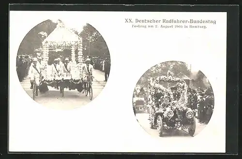 AK Hamburg, XX. Deutscher Radfahrer-Bundestag 02.August 1903, Radsport