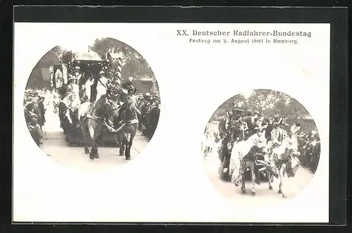 AK Hamburg, Festzug zum XX. Deutschen Radfahrer-Bundestag 1903, Festwagen