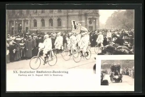 AK Hamburg, Festzug der Radfahrer zum XX. Deutscher Radfahrer-Bundestag 1903