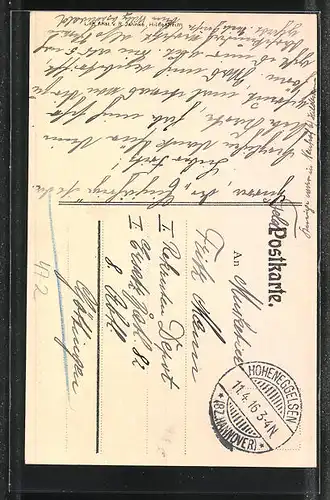Künstler-AK Unter-Secunda, Einjährigen-Commers 1916, Studentenwappen