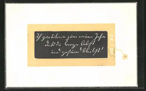 Künstler-AK Neujahrsgruss, Kreidetafel im Holzrähmchen, Schule