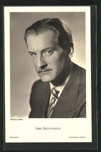 AK Schauspieler Karl Schönböck mit Schnurrbart