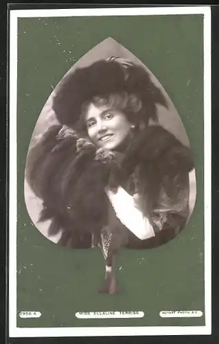 AK Schauspielerin Ellaline Terris in einer Pik-Karte