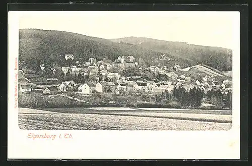 AK Elgersburg i. Th., Panorama mit Gebirge