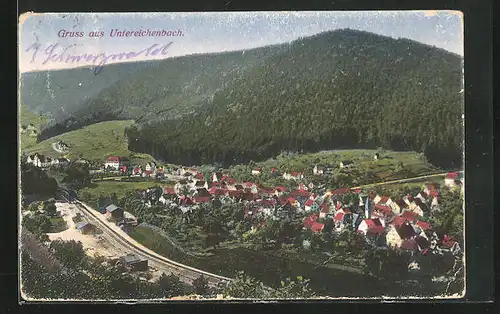 AK Unterreichenbach, Blick auf Dorf vor Wald auf Berg