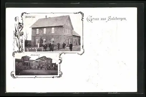 AK Salzbergen, Gasthof Lau, Bahnhof