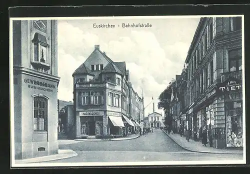 AK Euskirchen, Bahnhofstrasse mit Gewerbebank & Geschäften