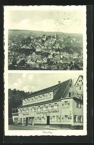 AK Altensteig, Gasthaus zum Schatten, Ortsansicht aus der Vogelschau