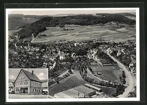 AK Rohrdorf b. Nagold, Bäckerei Adam Walz, Fliegeraufnahme vom Ort