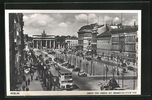 AK Berlin, Unter den Linden mit Brandenburger Tor