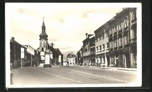 AK Sokolov, Strassenpartie mt Blick zur Kirche