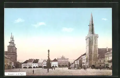 AK Kaaden / Kadan, Marktplatz mit Kirche