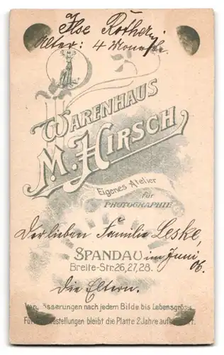 Fotografie M. Hirsch, Berlin-Spandau, Breite-Strasse 26-28, Kindchen im Taufkleidchen