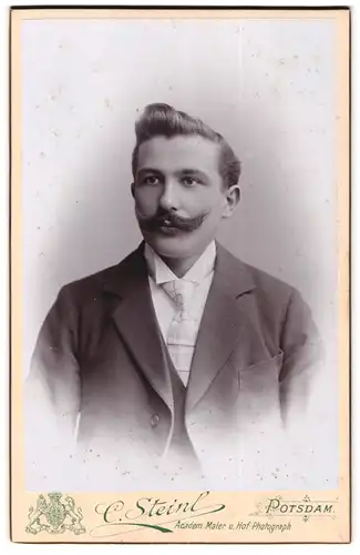 Fotografie C. Steinl, Potsdam, Brandenburger Strasse 63, Portrait eleganter Herr mit Schnauzbart