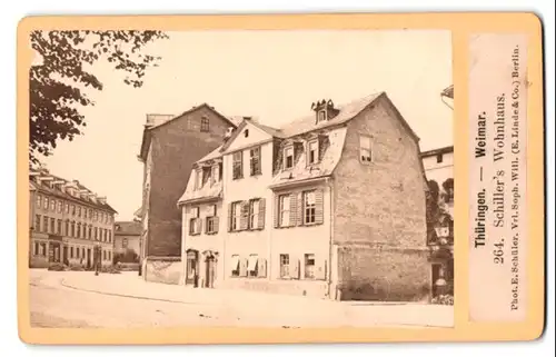 Fotografie E. Schüler, Berlin, Ansicht Weimar, Strassenpartie mit Schiller`s Wohnhaus