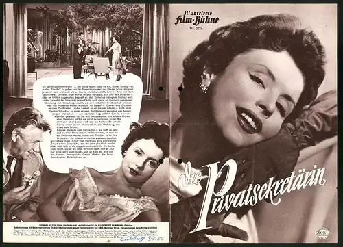 Filmprogramm IFB Nr. 2226, Die Privatsekretärin, Sonja Ziemann, Rudolf Prack, Paul Hörbiger, Regie: Paul Martin