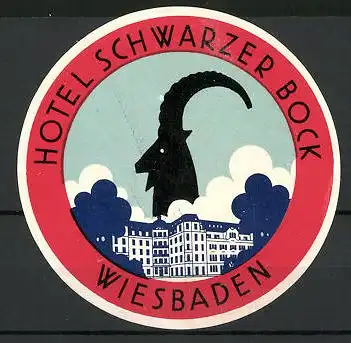 Kofferaufkleber Wiesbaden, Hotel schwarzer Bock, Steinbock