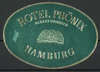 Kofferaufkleber Hamburg, Hotel Phönix, Albert Harbeck