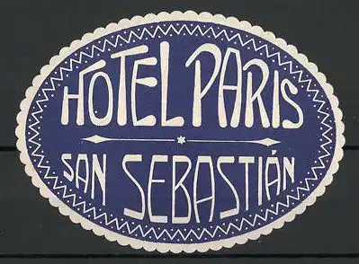Vertreterkarte San Sebastian, Hotel Paris