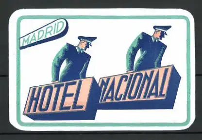 Kofferaufkleber Madrid, Hotel Nacional, Pagen