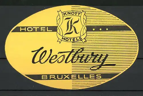 Kofferaufkleber Bruxelles, Hotel Westbury, Knott Hotels