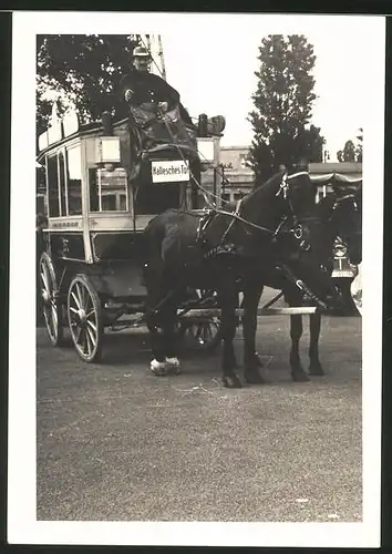 Fotografie Pferdekutsche Allgemeine Berliner Omnibus AG Richtung Hallesches Tor in Berlin