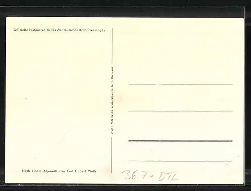 Künstler-AK Bochum, Stadt des 73. Deutschen Katholikentages 1949