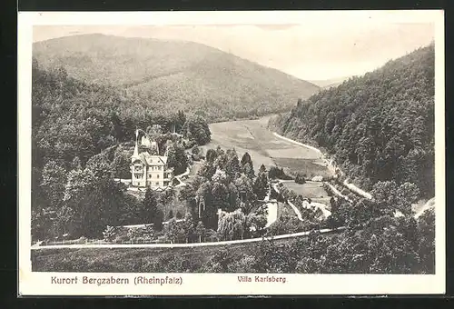 AK Bergzabern /Rheinpfalz, Ort mit Blick auf Villa Karlsberg