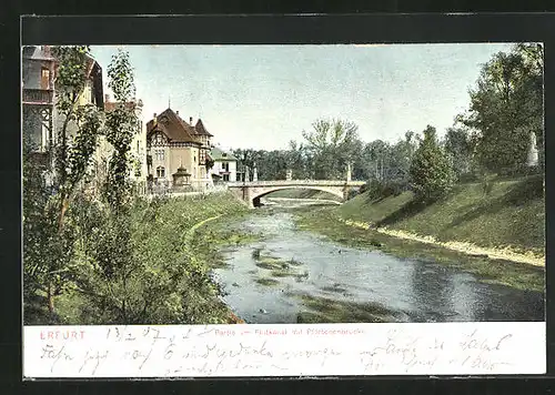 AK Erfurt, Partie am Flutkanal mit Pförtchenbrücke