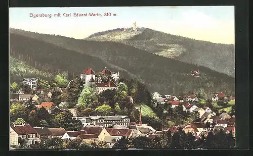 AK Elgersburg, Blick über Ort mit Eduard-Warte