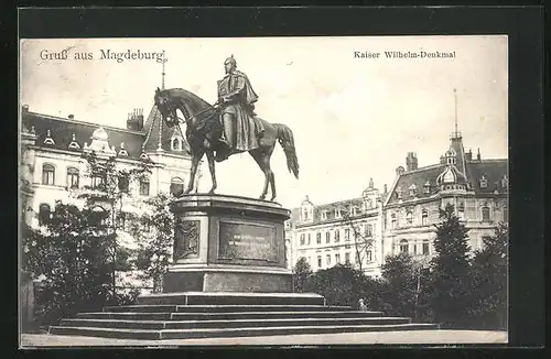 AK Magdeburg, Blick auf Kaiser Whilhelm-Denkmal