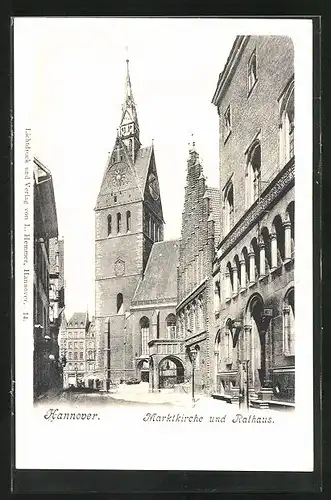 AK Hannover, Marktkirche und Rathaus