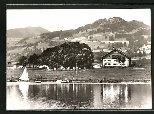 AK Sonthofen, Gasthaus Insel-Gaststätte, Segelboot, Stoffelberg