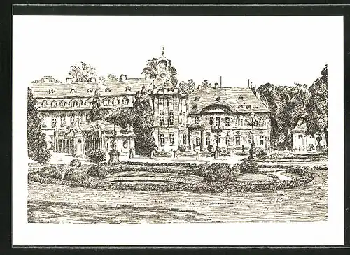 Künstler-AK Karlsruhe, Schlosskirche, Zeichnung von Irmgard Wagner