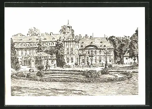 Künstler-AK Karlsruhe, Schlosskirche, Zeichnung von Irmgard Wagner