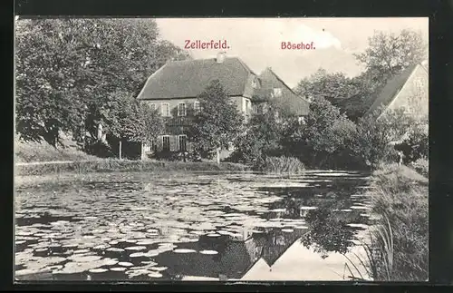 AK Zellerfeld, Blick über Teich auf den Bösehof