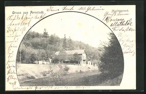 AK Arnstadt, Blick auf Gasthaus zum Hopfengrund