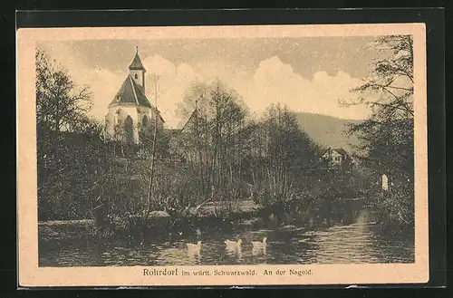 AK Rohrdorf, An der Nagold, Kirche, Schwäne
