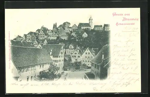 AK Altensteig, Blick auf den Ort, Gasthof Waldhorn