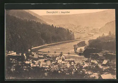 AK Dennjächt, Blick auf den Ort aus der Vogelschau